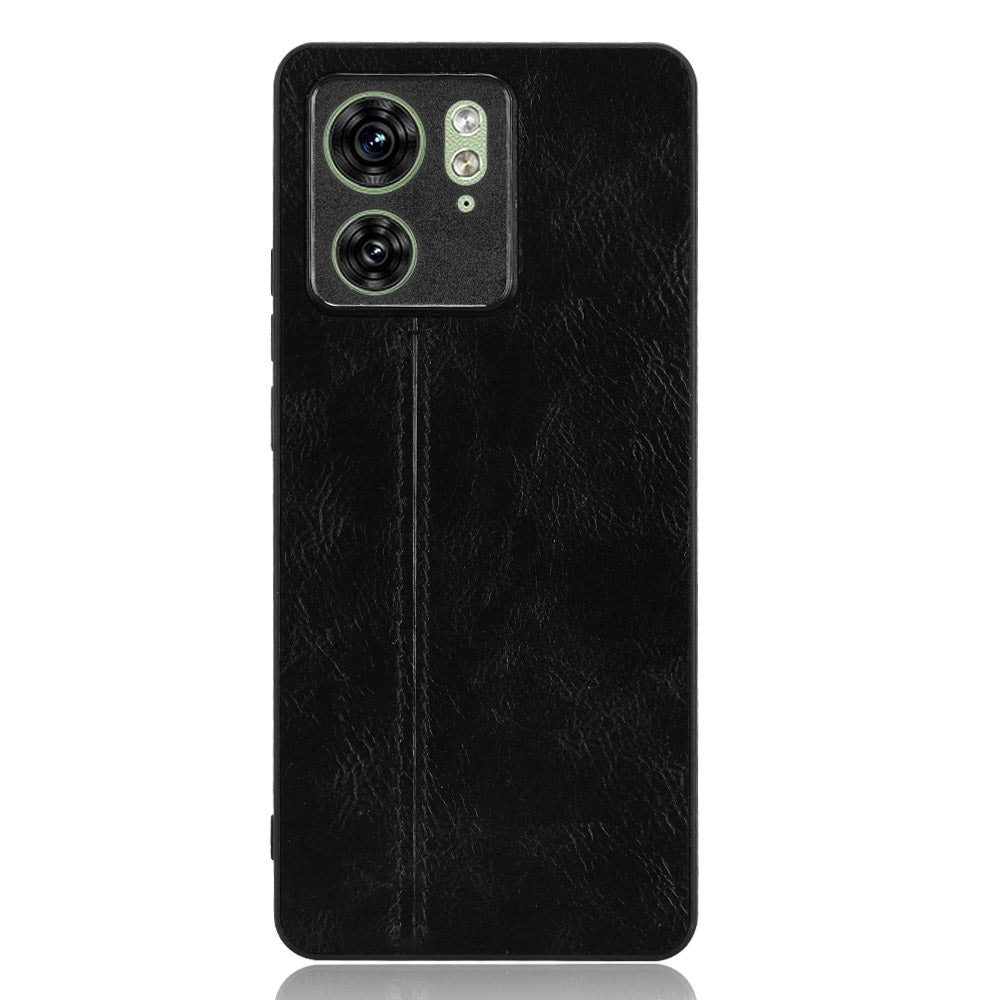 Motorola Edge 40 Cow Pattern Sewing Back Cover Phone Case - Premium PU Leather Texture PC + TPU Shockproof Protective Case, Scratch Resistant Slim Lightweight Anti-Fingerprint Full Coverage Mobile Cover
