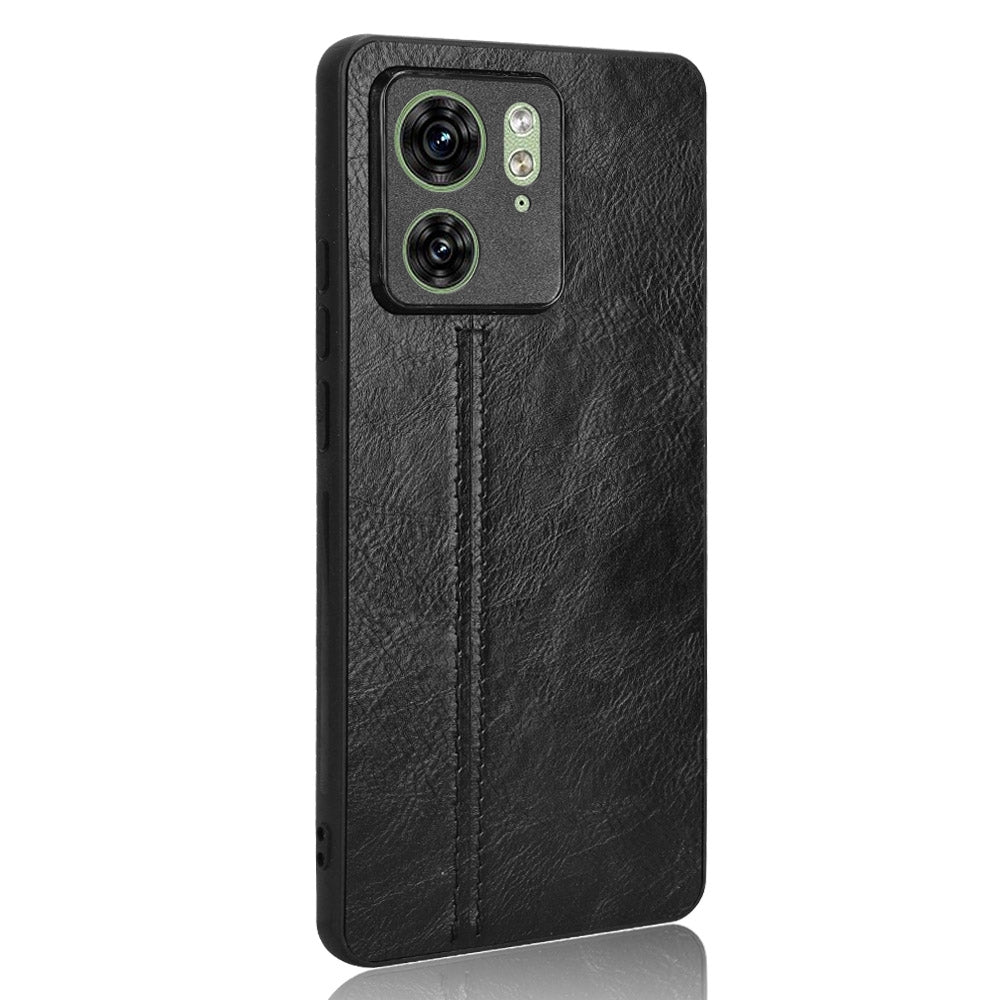 Motorola Edge 40 Cow Pattern Sewing Back Cover Phone Case - Premium PU Leather Texture PC + TPU Shockproof Protective Case, Scratch Resistant Slim Lightweight Anti-Fingerprint Full Coverage Mobile Cover