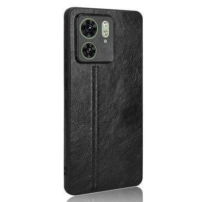 Motorola Edge 40 Cow Pattern Sewing Back Cover Phone Case - Premium PU Leather Texture PC + TPU Shockproof Protective Case, Scratch Resistant Slim Lightweight Anti-Fingerprint Full Coverage Mobile Cover