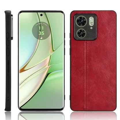 Motorola Edge 40 Cow Pattern Sewing Back Cover Phone Case - Premium PU Leather Texture PC + TPU Shockproof Protective Case, Scratch Resistant Slim Lightweight Anti-Fingerprint Full Coverage Mobile Cover