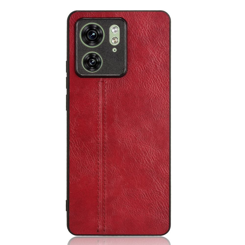 Motorola Edge 40 Cow Pattern Sewing Back Cover Phone Case - Premium PU Leather Texture PC + TPU Shockproof Protective Case, Scratch Resistant Slim Lightweight Anti-Fingerprint Full Coverage Mobile Cover