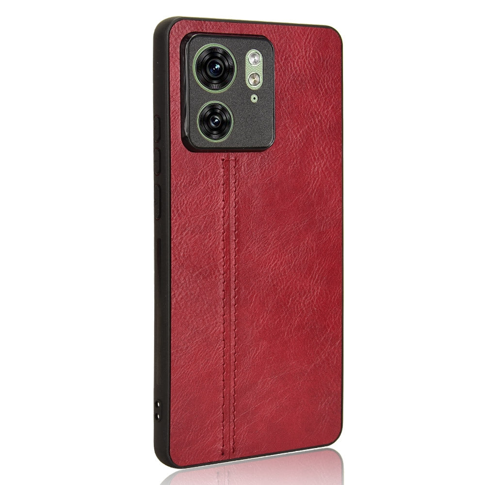 Motorola Edge 40 Cow Pattern Sewing Back Cover Phone Case - Premium PU Leather Texture PC + TPU Shockproof Protective Case, Scratch Resistant Slim Lightweight Anti-Fingerprint Full Coverage Mobile Cover