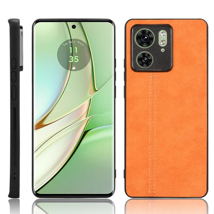 Motorola Edge 40 Cow Pattern Sewing Back Cover Phone Case - Premium PU Leather Texture PC + TPU Shockproof Protective Case, Scratch Resistant Slim Lightweight Anti-Fingerprint Full Coverage Mobile Cover