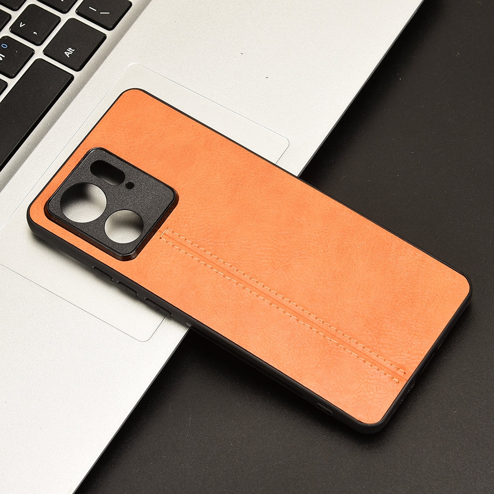 Motorola Edge 40 Cow Pattern Sewing Back Cover Phone Case - Premium PU Leather Texture PC + TPU Shockproof Protective Case, Scratch Resistant Slim Lightweight Anti-Fingerprint Full Coverage Mobile Cover