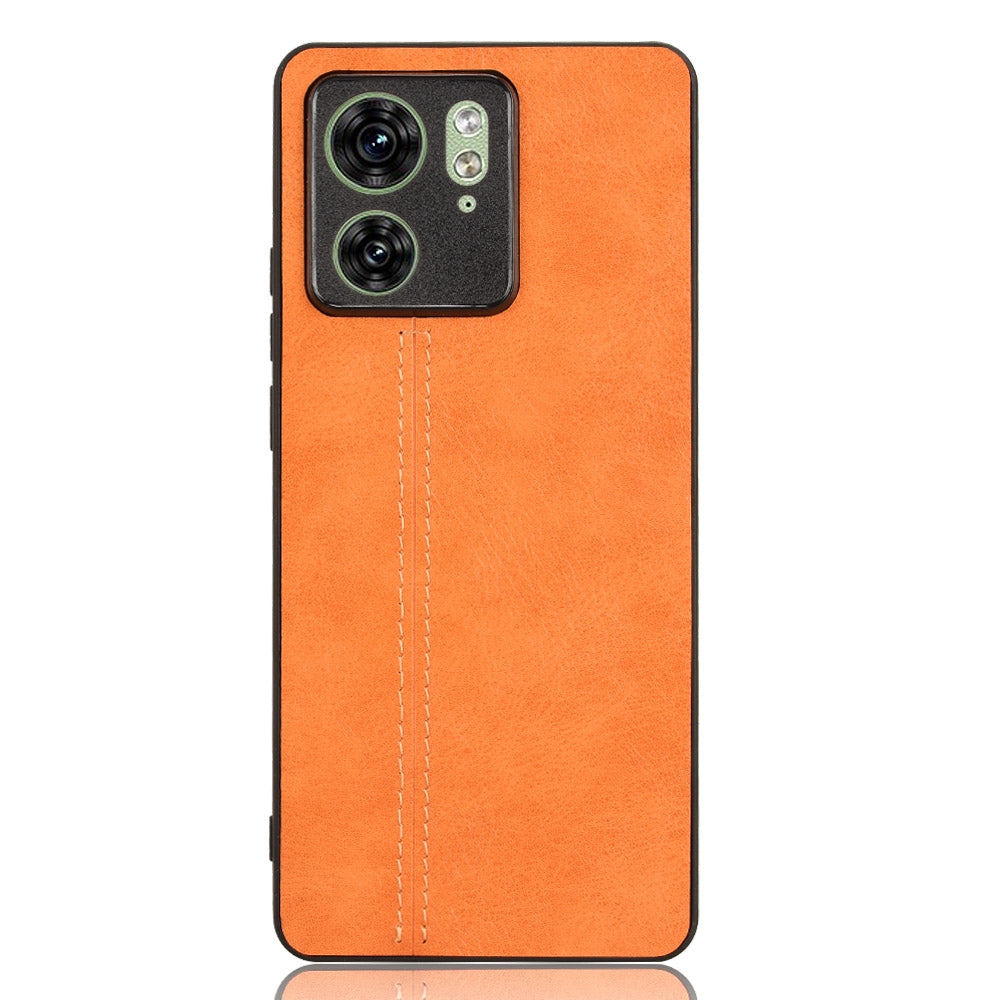 Motorola Edge 40 Cow Pattern Sewing Back Cover Phone Case - Premium PU Leather Texture PC + TPU Shockproof Protective Case, Scratch Resistant Slim Lightweight Anti-Fingerprint Full Coverage Mobile Cover