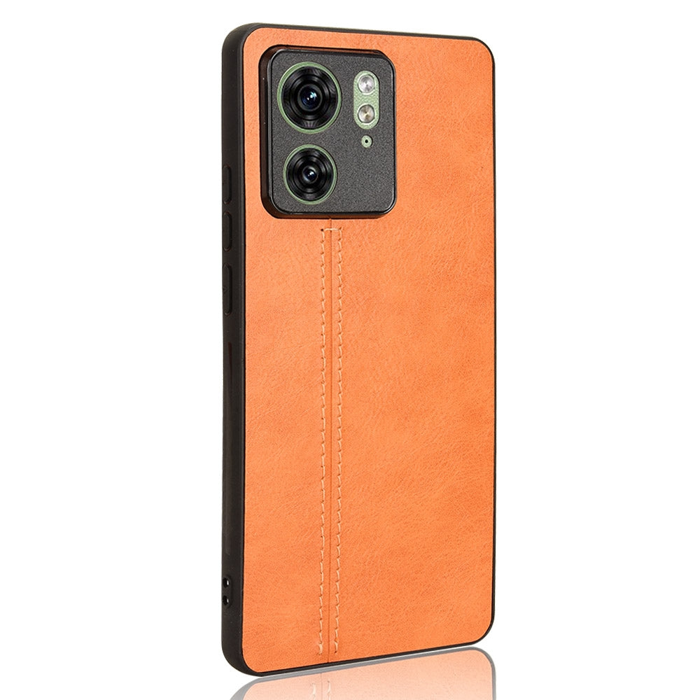 Motorola Edge 40 Cow Pattern Sewing Back Cover Phone Case - Premium PU Leather Texture PC + TPU Shockproof Protective Case, Scratch Resistant Slim Lightweight Anti-Fingerprint Full Coverage Mobile Cover