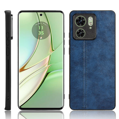 Motorola Edge 40 Cow Pattern Sewing Back Cover Phone Case - Premium PU Leather Texture PC + TPU Shockproof Protective Case, Scratch Resistant Slim Lightweight Anti-Fingerprint Full Coverage Mobile Cover