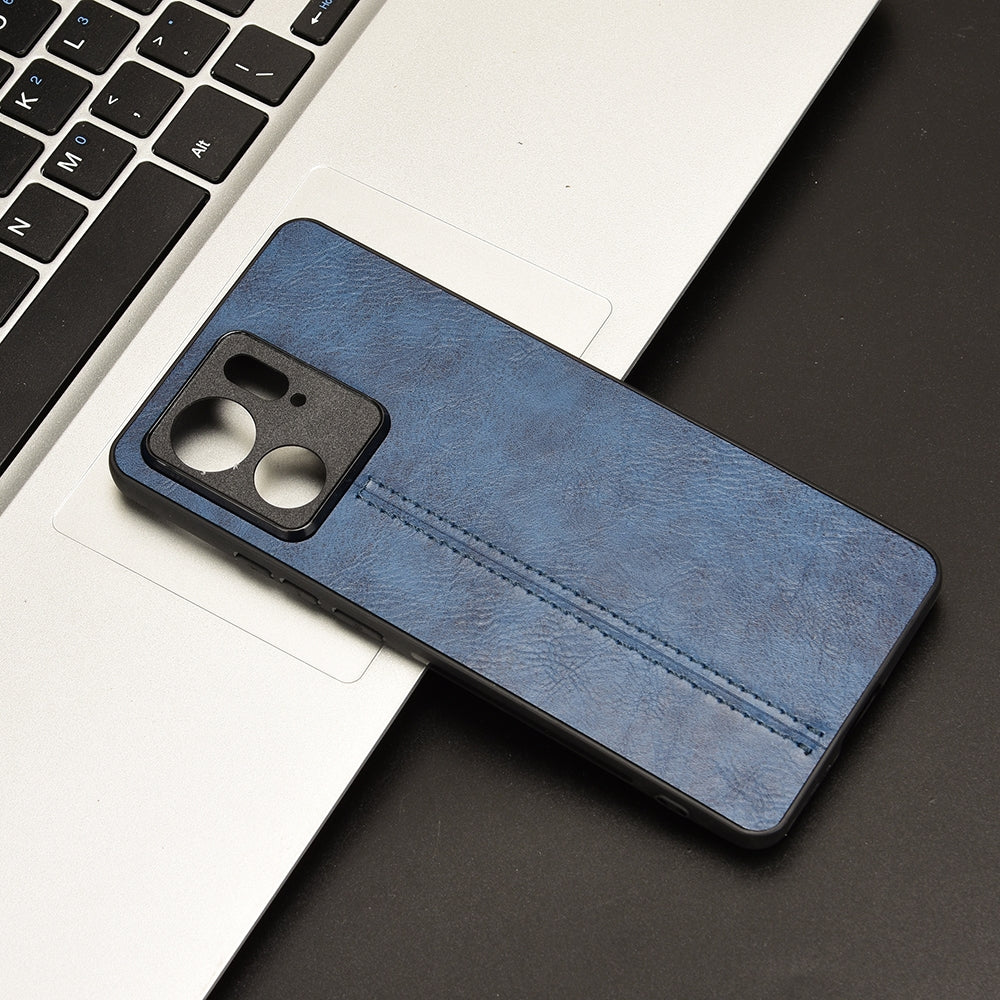 Motorola Edge 40 Cow Pattern Sewing Back Cover Phone Case - Premium PU Leather Texture PC + TPU Shockproof Protective Case, Scratch Resistant Slim Lightweight Anti-Fingerprint Full Coverage Mobile Cover