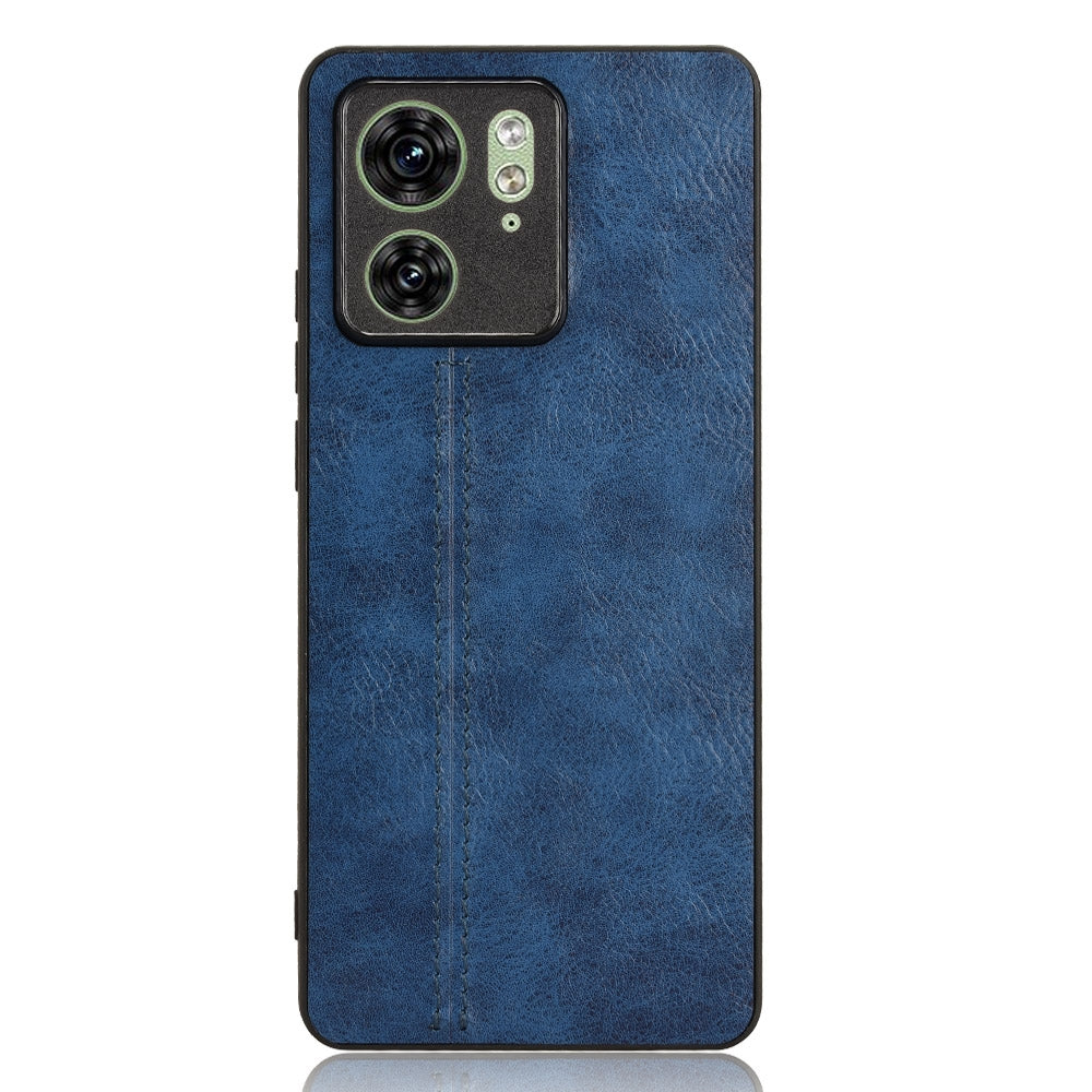Motorola Edge 40 Cow Pattern Sewing Back Cover Phone Case - Premium PU Leather Texture PC + TPU Shockproof Protective Case, Scratch Resistant Slim Lightweight Anti-Fingerprint Full Coverage Mobile Cover