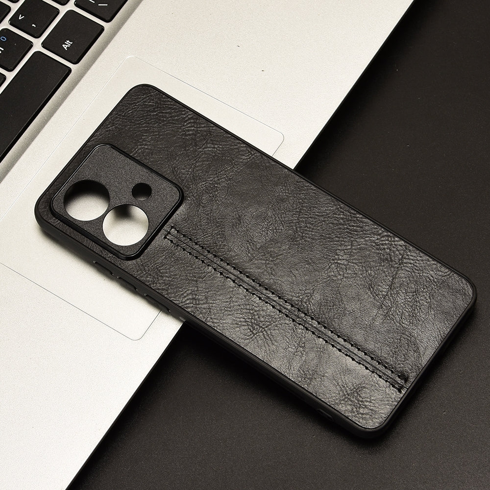 Motorola Edge 40 Neo 5G Cow Pattern Sewing Back Cover Phone Case - Premium PU Leather Texture PC + TPU Shockproof Protective Case, Scratch Resistant Slim Lightweight Anti-Fingerprint Full Coverage Mobile Cover