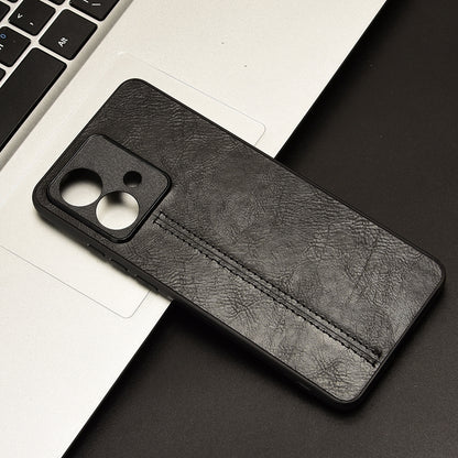 Motorola Edge 40 Neo 5G Cow Pattern Sewing Back Cover Phone Case - Premium PU Leather Texture PC + TPU Shockproof Protective Case, Scratch Resistant Slim Lightweight Anti-Fingerprint Full Coverage Mobile Cover