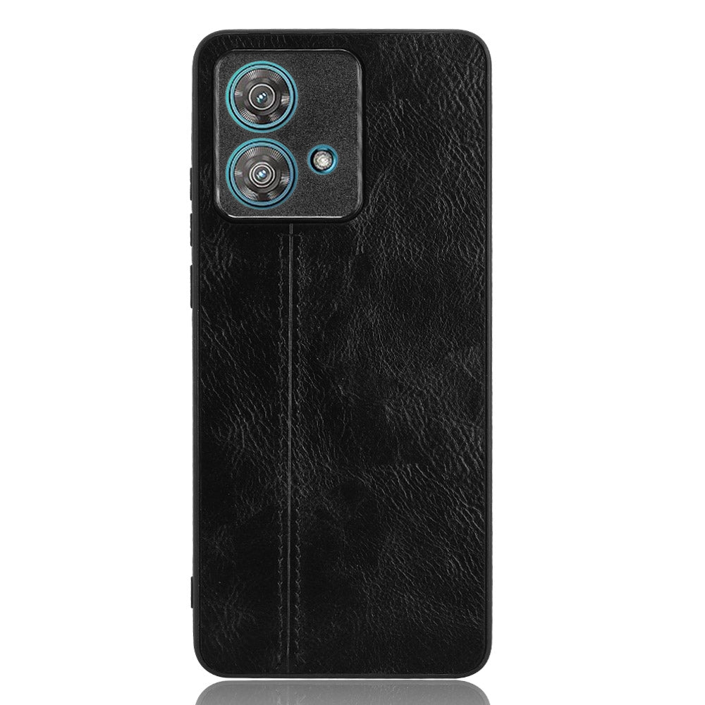Motorola Edge 40 Neo 5G Cow Pattern Sewing Back Cover Phone Case - Premium PU Leather Texture PC + TPU Shockproof Protective Case, Scratch Resistant Slim Lightweight Anti-Fingerprint Full Coverage Mobile Cover