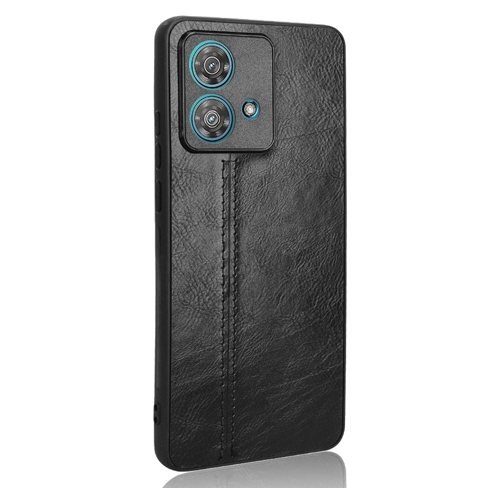 Motorola Edge 40 Neo 5G Cow Pattern Sewing Back Cover Phone Case - Premium PU Leather Texture PC + TPU Shockproof Protective Case, Scratch Resistant Slim Lightweight Anti-Fingerprint Full Coverage Mobile Cover