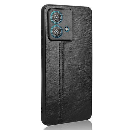 Motorola Edge 40 Neo 5G Cow Pattern Sewing Back Cover Phone Case - Premium PU Leather Texture PC + TPU Shockproof Protective Case, Scratch Resistant Slim Lightweight Anti-Fingerprint Full Coverage Mobile Cover