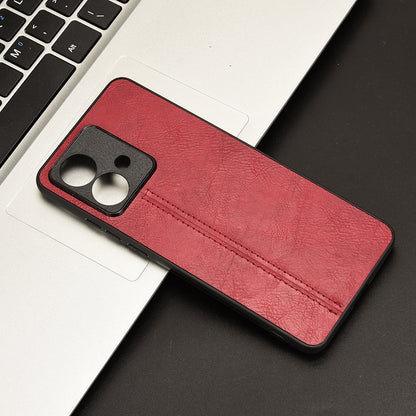 Motorola Edge 40 Neo 5G Cow Pattern Sewing Back Cover Phone Case - Premium PU Leather Texture PC + TPU Shockproof Protective Case, Scratch Resistant Slim Lightweight Anti-Fingerprint Full Coverage Mobile Cover