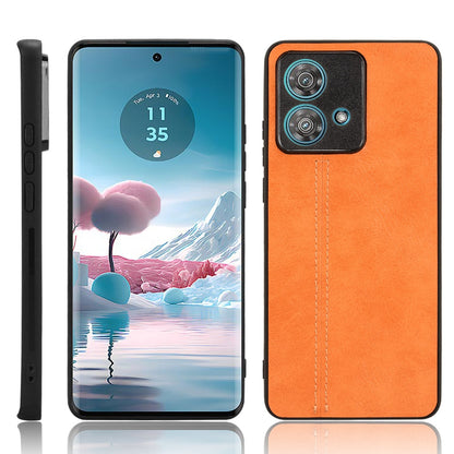 Motorola Edge 40 Neo 5G Cow Pattern Sewing Back Cover Phone Case - Premium PU Leather Texture PC + TPU Shockproof Protective Case, Scratch Resistant Slim Lightweight Anti-Fingerprint Full Coverage Mobile Cover