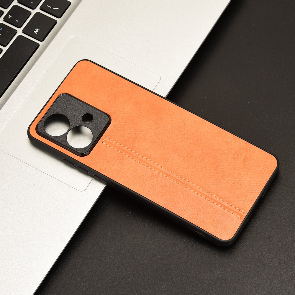 Motorola Edge 40 Neo 5G Cow Pattern Sewing Back Cover Phone Case - Premium PU Leather Texture PC + TPU Shockproof Protective Case, Scratch Resistant Slim Lightweight Anti-Fingerprint Full Coverage Mobile Cover