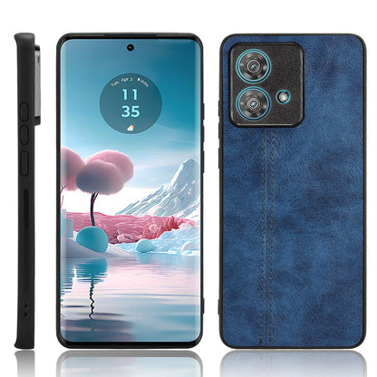 Motorola Edge 40 Neo 5G Cow Pattern Sewing Back Cover Phone Case - Premium PU Leather Texture PC + TPU Shockproof Protective Case, Scratch Resistant Slim Lightweight Anti-Fingerprint Full Coverage Mobile Cover