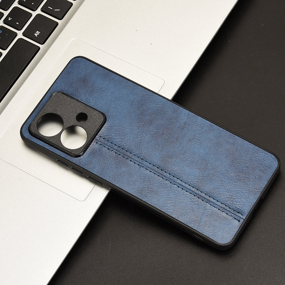 Motorola Edge 40 Neo 5G Cow Pattern Sewing Back Cover Phone Case - Premium PU Leather Texture PC + TPU Shockproof Protective Case, Scratch Resistant Slim Lightweight Anti-Fingerprint Full Coverage Mobile Cover