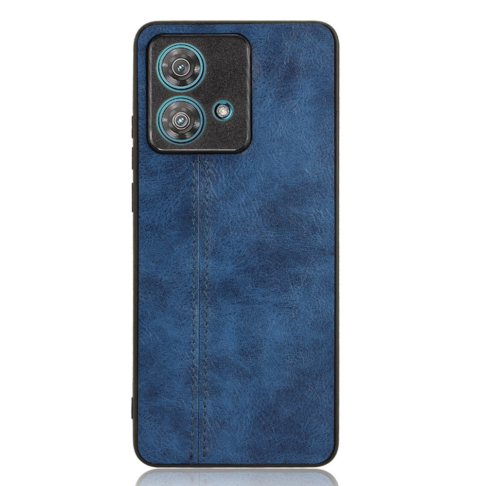 Motorola Edge 40 Neo 5G Cow Pattern Sewing Back Cover Phone Case - Premium PU Leather Texture PC + TPU Shockproof Protective Case, Scratch Resistant Slim Lightweight Anti-Fingerprint Full Coverage Mobile Cover
