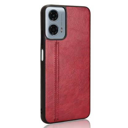 Motorola Moto G Power 5G 2024 Cow Pattern Sewing Back Cover Phone Case - Premium PU Leather Texture PC + TPU Shockproof Protective Case, Scratch Resistant Slim Lightweight Anti-Fingerprint Full Coverage Mobile Cover