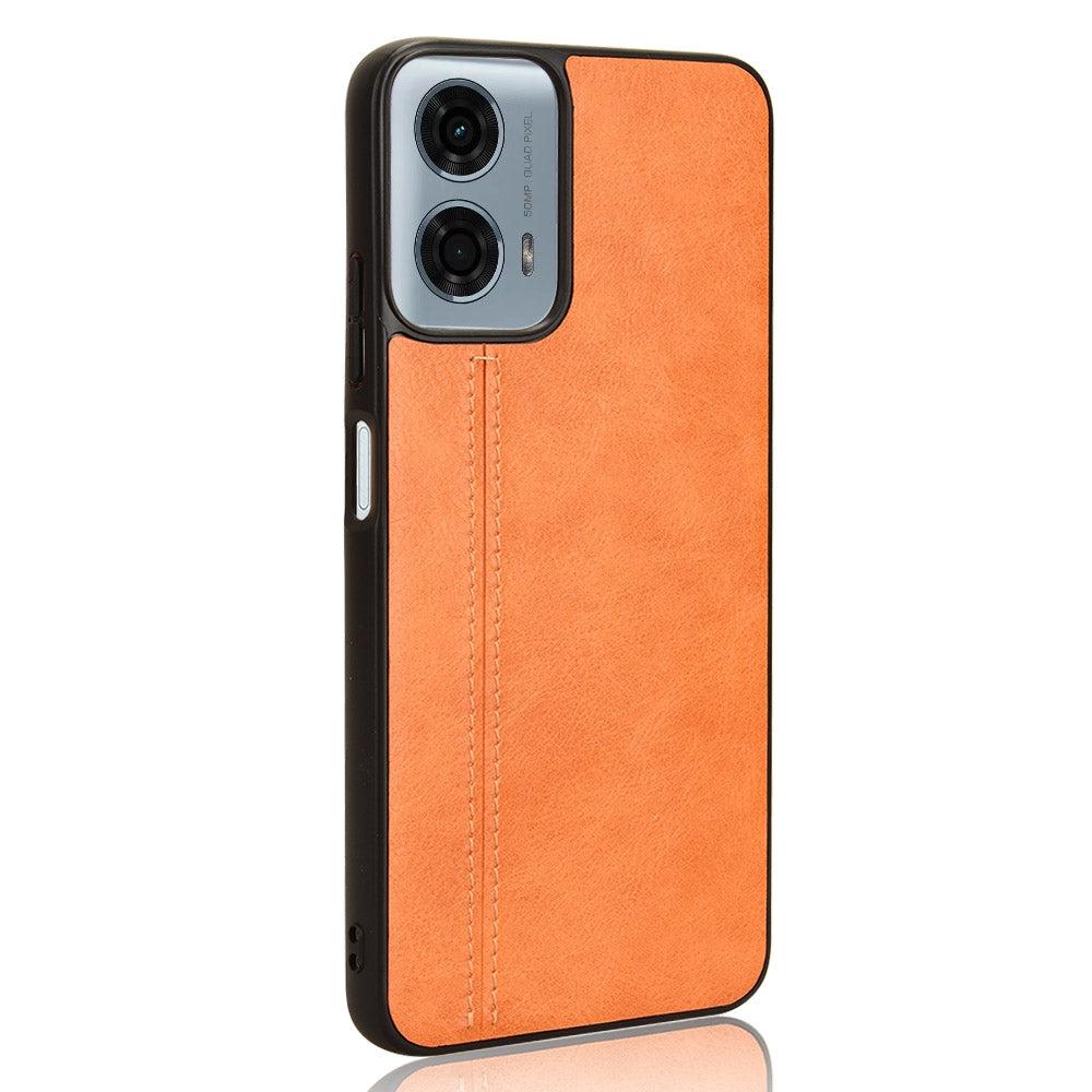 Motorola Moto G Power 5G 2024 Cow Pattern Sewing Back Cover Phone Case - Premium PU Leather Texture PC + TPU Shockproof Protective Case, Scratch Resistant Slim Lightweight Anti-Fingerprint Full Coverage Mobile Cover