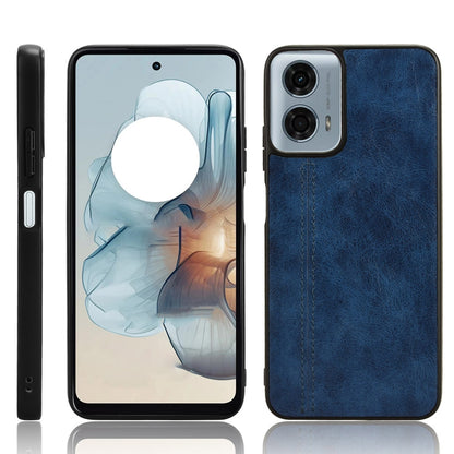 Motorola Moto G Power 5G 2024 Cow Pattern Sewing Back Cover Phone Case - Premium PU Leather Texture PC + TPU Shockproof Protective Case, Scratch Resistant Slim Lightweight Anti-Fingerprint Full Coverage Mobile Cover