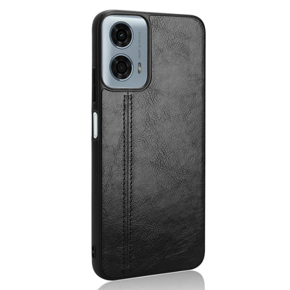 Motorola Moto G Play 5G 2024 Cow Pattern Sewing Back Cover Phone Case - Premium PU Leather Texture PC + TPU Shockproof Protective Case, Scratch Resistant Slim Lightweight Anti-Fingerprint Full Coverage Mobile Cover