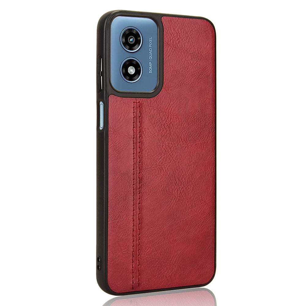 Motorola Moto G Play 4G 2024 Cow Pattern Sewing Back Cover Phone Case - Premium PU Leather Texture PC + TPU Shockproof Protective Case, Scratch Resistant Slim Lightweight Anti-Fingerprint Full Coverage Mobile Cover