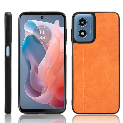 Motorola Moto G Play 4G 2024 Cow Pattern Sewing Back Cover Phone Case - Premium PU Leather Texture PC + TPU Shockproof Protective Case, Scratch Resistant Slim Lightweight Anti-Fingerprint Full Coverage Mobile Cover