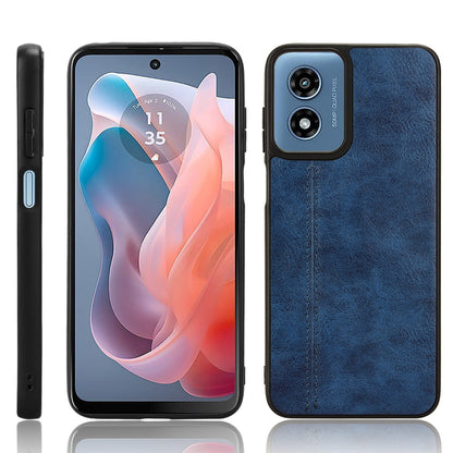 Motorola Moto G Play 4G 2024 Cow Pattern Sewing Back Cover Phone Case - Premium PU Leather Texture PC + TPU Shockproof Protective Case, Scratch Resistant Slim Lightweight Anti-Fingerprint Full Coverage Mobile Cover