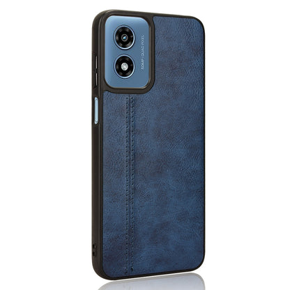 Motorola Moto G Play 4G 2024 Cow Pattern Sewing Back Cover Phone Case - Premium PU Leather Texture PC + TPU Shockproof Protective Case, Scratch Resistant Slim Lightweight Anti-Fingerprint Full Coverage Mobile Cover