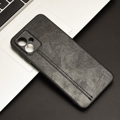 Motorola Moto G14 Cow Pattern Sewing Back Cover Phone Case - Premium PU Leather Texture PC + TPU Shockproof Protective Case, Scratch Resistant Slim Lightweight Anti-Fingerprint Full Coverage Mobile Cover