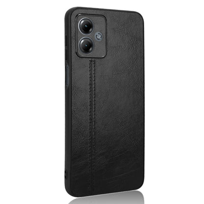 Motorola Moto G14 Cow Pattern Sewing Back Cover Phone Case - Premium PU Leather Texture PC + TPU Shockproof Protective Case, Scratch Resistant Slim Lightweight Anti-Fingerprint Full Coverage Mobile Cover