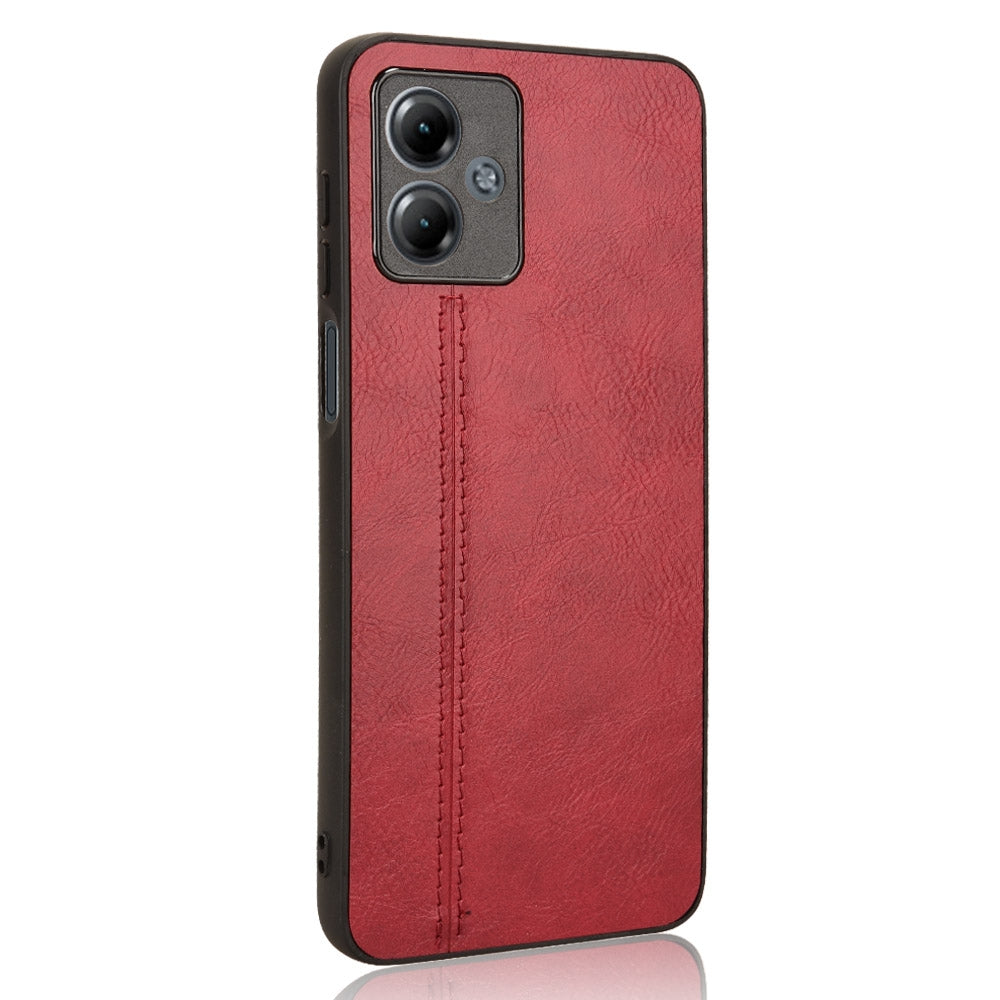 Motorola Moto G14 Cow Pattern Sewing Back Cover Phone Case - Premium PU Leather Texture PC + TPU Shockproof Protective Case, Scratch Resistant Slim Lightweight Anti-Fingerprint Full Coverage Mobile Cover