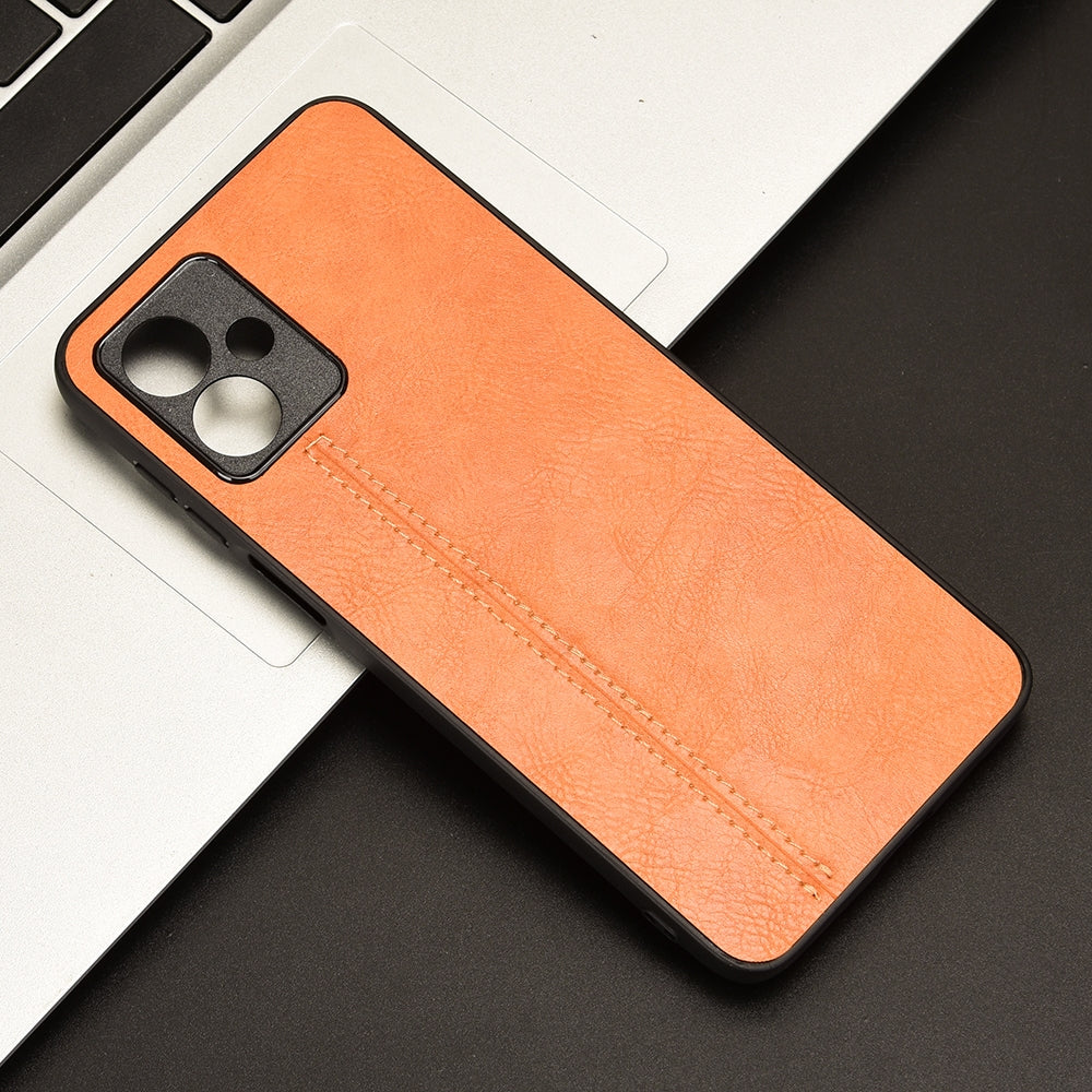 Motorola Moto G14 Cow Pattern Sewing Back Cover Phone Case - Premium PU Leather Texture PC + TPU Shockproof Protective Case, Scratch Resistant Slim Lightweight Anti-Fingerprint Full Coverage Mobile Cover