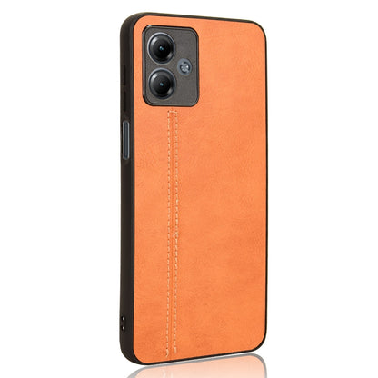 Motorola Moto G14 Cow Pattern Sewing Back Cover Phone Case - Premium PU Leather Texture PC + TPU Shockproof Protective Case, Scratch Resistant Slim Lightweight Anti-Fingerprint Full Coverage Mobile Cover