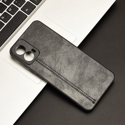 Motorola Moto G34 Cow Pattern Sewing Back Cover Phone Case - Premium PU Leather Texture PC + TPU Shockproof Protective Case, Scratch Resistant Slim Lightweight Anti-Fingerprint Full Coverage Mobile Cover