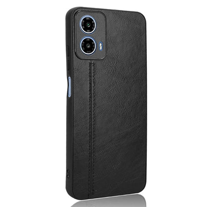 Motorola Moto G34 Cow Pattern Sewing Back Cover Phone Case - Premium PU Leather Texture PC + TPU Shockproof Protective Case, Scratch Resistant Slim Lightweight Anti-Fingerprint Full Coverage Mobile Cover