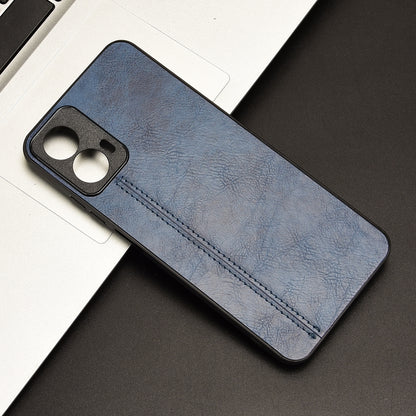 Motorola Moto G34 Cow Pattern Sewing Back Cover Phone Case - Premium PU Leather Texture PC + TPU Shockproof Protective Case, Scratch Resistant Slim Lightweight Anti-Fingerprint Full Coverage Mobile Cover