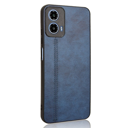Motorola Moto G34 Cow Pattern Sewing Back Cover Phone Case - Premium PU Leather Texture PC + TPU Shockproof Protective Case, Scratch Resistant Slim Lightweight Anti-Fingerprint Full Coverage Mobile Cover