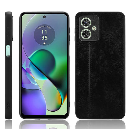 Motorola Moto G54 Cow Pattern Sewing Back Cover Phone Case - Premium PU Leather Texture PC + TPU Shockproof Protective Case, Scratch Resistant Slim Lightweight Anti-Fingerprint Full Coverage Mobile Cover