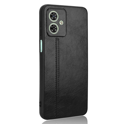 Motorola Moto G54 Cow Pattern Sewing Back Cover Phone Case - Premium PU Leather Texture PC + TPU Shockproof Protective Case, Scratch Resistant Slim Lightweight Anti-Fingerprint Full Coverage Mobile Cover