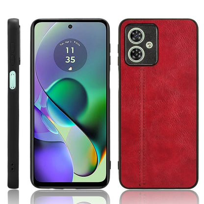 Motorola Moto G54 Cow Pattern Sewing Back Cover Phone Case - Premium PU Leather Texture PC + TPU Shockproof Protective Case, Scratch Resistant Slim Lightweight Anti-Fingerprint Full Coverage Mobile Cover