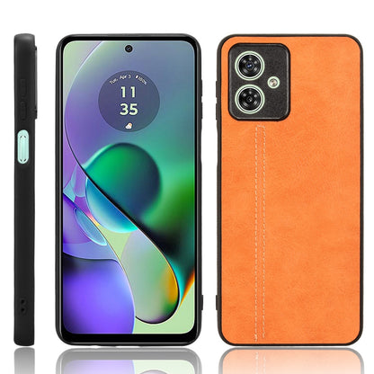 Motorola Moto G54 Cow Pattern Sewing Back Cover Phone Case - Premium PU Leather Texture PC + TPU Shockproof Protective Case, Scratch Resistant Slim Lightweight Anti-Fingerprint Full Coverage Mobile Cover