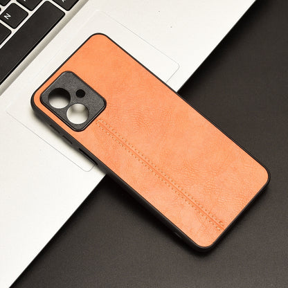 Motorola Moto G54 Cow Pattern Sewing Back Cover Phone Case - Premium PU Leather Texture PC + TPU Shockproof Protective Case, Scratch Resistant Slim Lightweight Anti-Fingerprint Full Coverage Mobile Cover