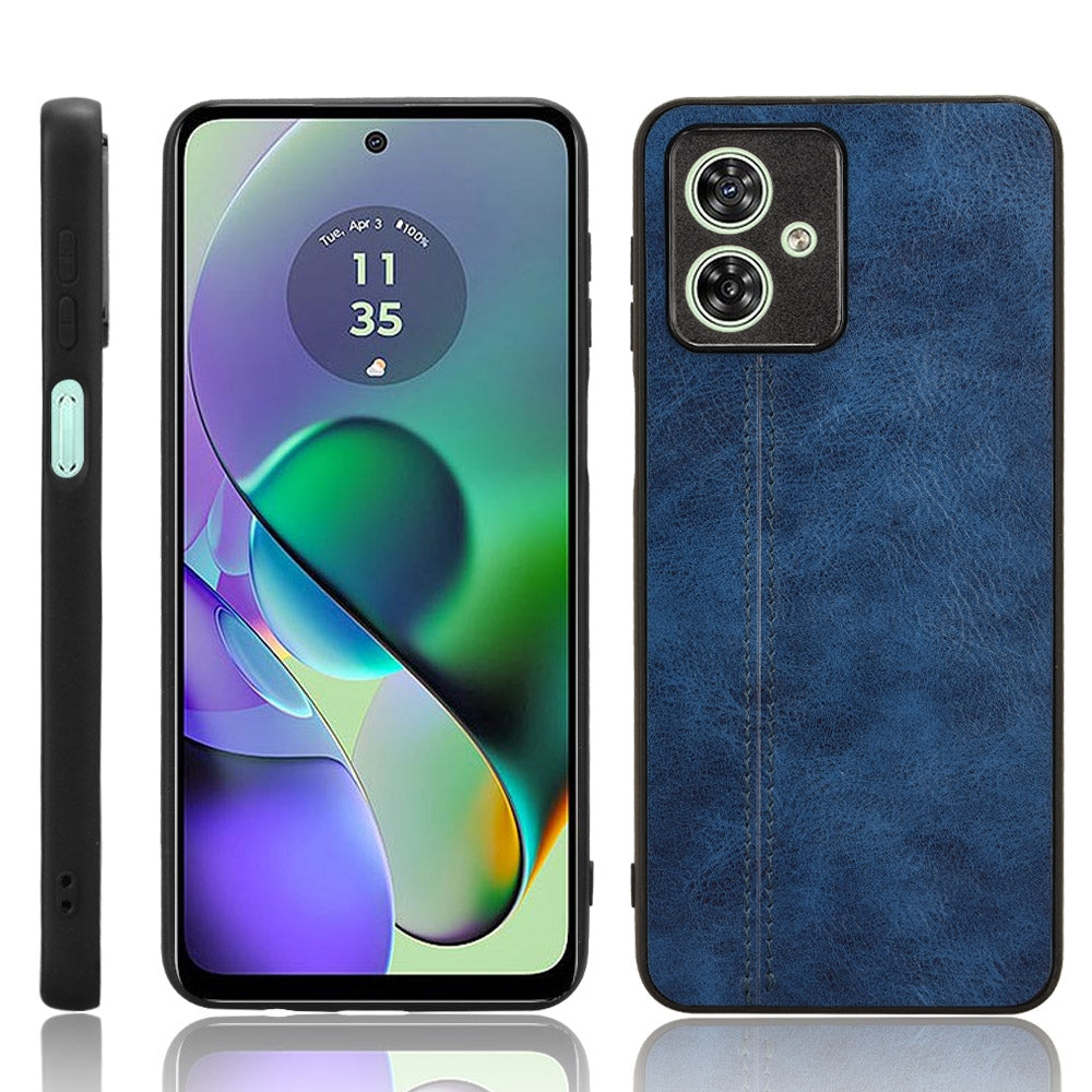 Motorola Moto G54 Cow Pattern Sewing Back Cover Phone Case - Premium PU Leather Texture PC + TPU Shockproof Protective Case, Scratch Resistant Slim Lightweight Anti-Fingerprint Full Coverage Mobile Cover