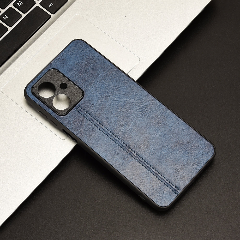 Motorola Moto G54 Cow Pattern Sewing Back Cover Phone Case - Premium PU Leather Texture PC + TPU Shockproof Protective Case, Scratch Resistant Slim Lightweight Anti-Fingerprint Full Coverage Mobile Cover