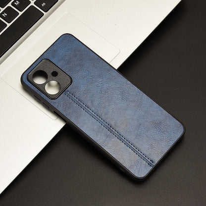 Motorola Moto G54 Cow Pattern Sewing Back Cover Phone Case - Premium PU Leather Texture PC + TPU Shockproof Protective Case, Scratch Resistant Slim Lightweight Anti-Fingerprint Full Coverage Mobile Cover