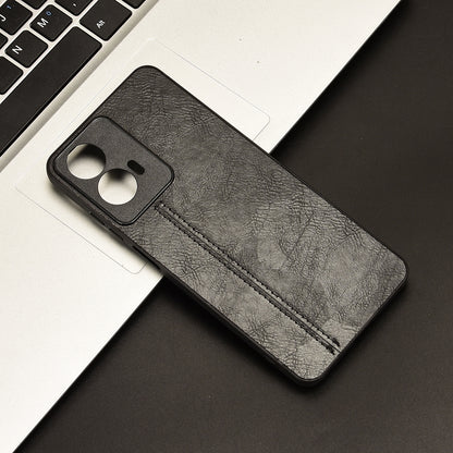 Motorola Moto G24 Cow Pattern Sewing Back Cover Phone Case - Premium PU Leather Texture PC + TPU Shockproof Protective Case, Scratch Resistant Slim Lightweight Anti-Fingerprint Full Coverage Mobile Cover